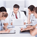 Health care physicians joining e-learning session